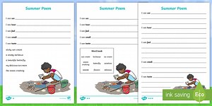Summer Poem Differentiated Writing Frames