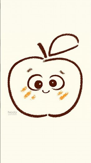 How To Draw A Cute Cartoon Apple - Easy Step by Step DrawingTutorial #chibifruit #cuteface #kawaii