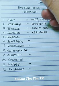 179K views · 1.9K reactions | English Words: Synonyms: Ally - Unite, Team Up https://youtube.com/@timtimtv1125 | Tim Tim TV | Facebook