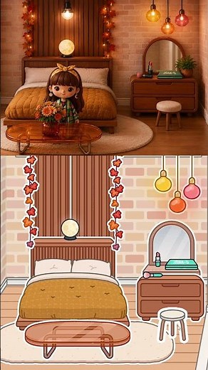 Toca Boca Cozy Autumn Bedroom Design Ideas 🍂🧡 | Aesthetic Fall Room Tour | Toca Life World #Shorts