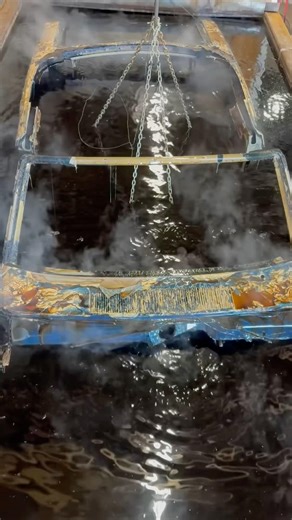 68 Cuda coming up out of the hot sauce #classiccarrestoration #musclecarrestoration #aciddipping