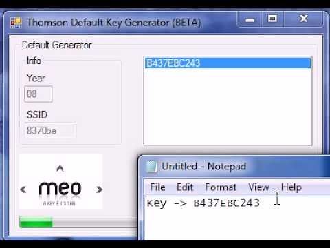 Thomson Default Wireless Key Finder = Routers Meo Key Finder