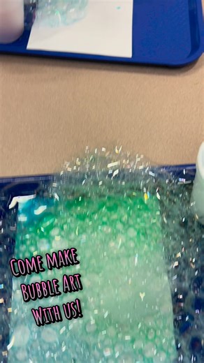 Bubble art is so fun and easy🫧 All you need is a cup of water, a few drops of dish soap, a few drops of food coloring, and a straw! After you blow the bubbles, place a piece of paper on top to create different prints! #museumtok #bubbleart #bubbles #childrensmuseum #play #fun #playtime | LaunchPAD Children's Museum
