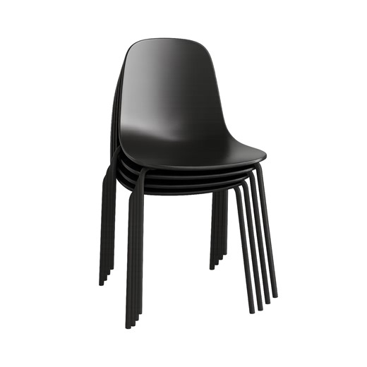 Mainstays Modern Stackable Dining Chairs, Set of 4, Black