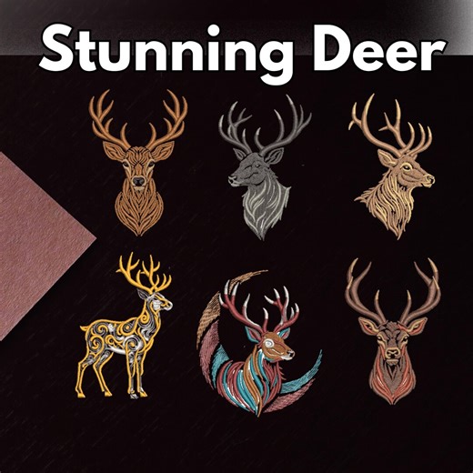 Deer Embroidery Designs | Buck Head Antler Machine Embroidery (dark Fabric, PDF Pattern) - Etsy Australia