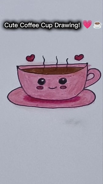☕🎨 Cute Coffee Cup Drawing Step by Step | Easy & Simple Tutorial 💗✨ 🎨✨