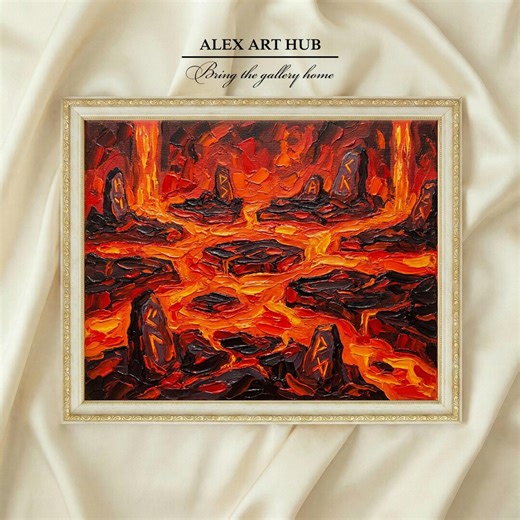 Moody Orange Landscape Painting | Textured Contemporary Art | Living Room Decor | Abstract Unique Wall - Etsy