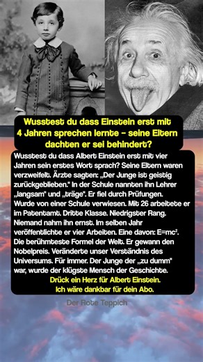 Albert Einstein: Mit 4 noch stumm – dann Genie 🧠