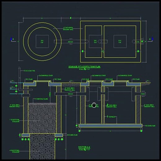 SOAKAGE PIT & SEPTIC TANK #autocad # #architecture #Septictank #soakage