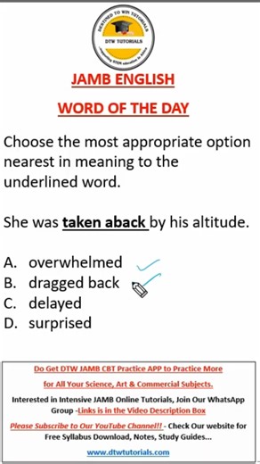 JAMB 2026 English Word of the Day #JAMB #UTME #JAMB2026 #dtwtutorials #dtwjambapp | Math & Science Classes by DTW Tutorials