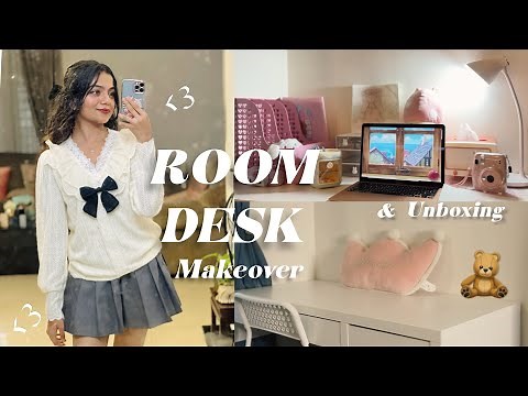 Unboxing & room desk makeover, unboxing supplies & stationeries🧸💌