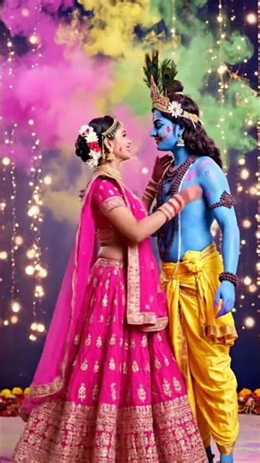 Cutest Radha Krishna Holi Reel 2026 | Slow Motion Festival Magic #gokulathilseethai #gopivaid #color