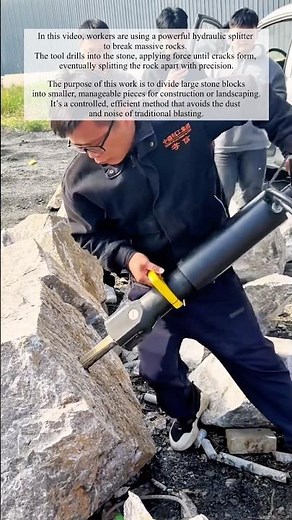 Breaking Rocks Silently! Hydraulic Splitter in Action #powertools #block #work