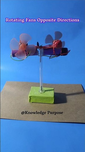 Rotating Fans Opposite Directions with dc motor #dcmoter #experiment