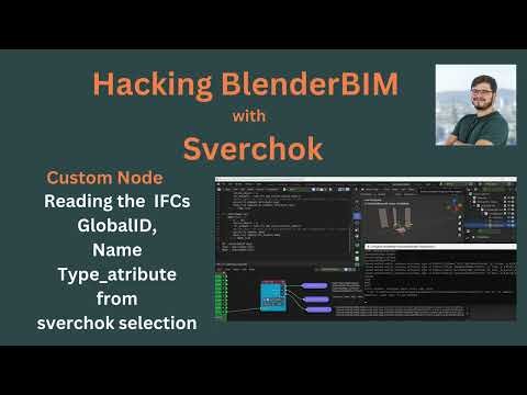 Read ifc attributes from BlenderBIM with Sverchok - first ifcOpenShell custom node and test