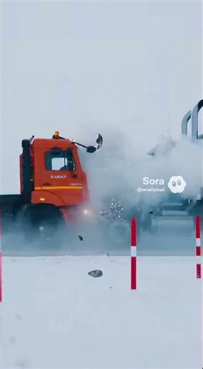 Крашф-тест оранжевый КамАЗ-43118 Арктика против американского Kenworth W900.