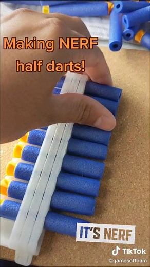 How to make NERF half length darts! #howto #howtobasic #howtomake #nerf #foam #darts #nerfornothing #cuting #foamon #fyp #foryoupage #foryou