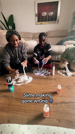 Slime making gone wr0ng 🌚. #slimemaking #ourgirlsmakingslime #ediffiedcommentary #ediffiedfamily #humor #teachingmyfamilyhowtocreatecontent #ediffiedcontent #familylove #slime #elmersslime #fluffyslime #borax #shavingcream #clearslime #slimetutorial #stickyslime #fail #gonewrong #ediffiedpost