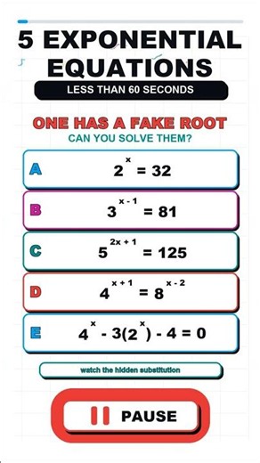 5 Exponential Equations in Less Than 60 Seconds