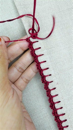 Easy handmade decorative border lace hand embroidery tutorial #embroidery #loopstitch