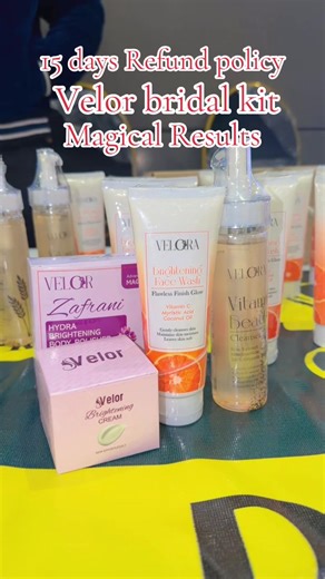 VELOR COSMETICS IS OFFERING 15 DAYS REFUND POLICY ON BRIDAL KIT WHAT YOU ARE WAITING FOR BOOK YOUR ORDER NOW LIMITED STOCK LEFT