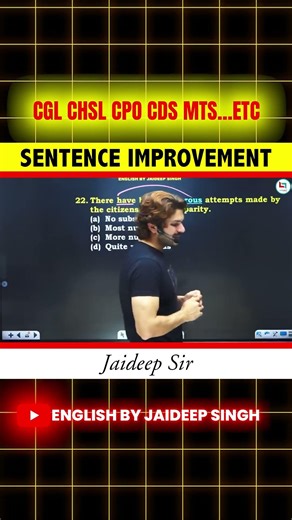 🔥 Sentence Improvement Trick | Question 21 Solve in 1 Minute! (SSC CGL/CHSL/CPO) | By Jaideep Sir