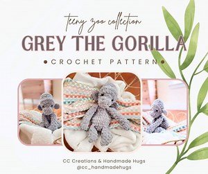 Grey the Gorilla / Low Sew Crochet Pattern - Etsy