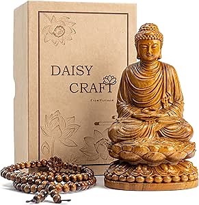 Buddha Statue – Wooden Shakyamuni Buddha for Home Altar, Meditation Room Decor, Zen Spiritual Gifts