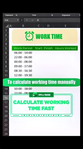 How to calculate working time fast#excel #tutorial #school #university #exceltips #exceltricks #accountant #account