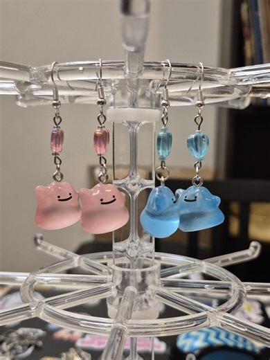 Ditto Earrings, Cute Pink and Blue Cloud and Heart Dangle Jewelry, Kawaii Cartoon Character Accessories, Gift for Kids and Teens - Etsy