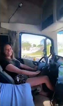 Hot girl driving a truck barefoot