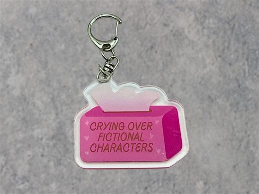 Crying Over Fictional Characters Keychain, Booktok Reader Gift, Bookish Keychain, Emotional Reader Gift, Funny Book Accessory, Book Charm - Etsy