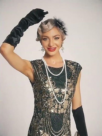 Vintage 1920s Flapper Dress Sequined Evening Gown Great Gatsby Cocktail Party Dress #eveningdress
