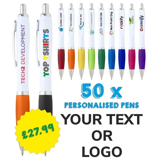 50 Logo Pens - Custom Branded Pens, Business Advertising - Etsy UK