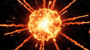 Download Dramatic fire eruption with glowing sparks scattering across dark cinematic space for free