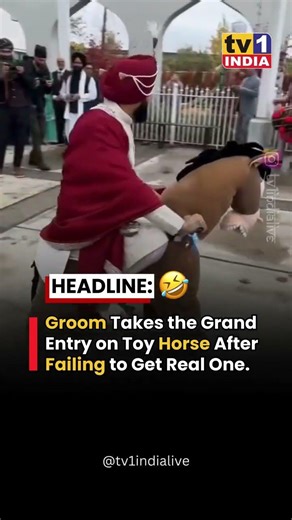 Groom Takes the Grand Entry on Toy Horse After Failing to Get Real One🤣