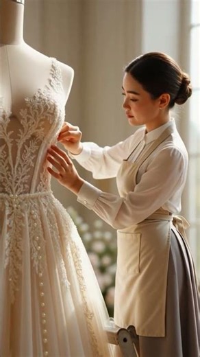 “Tiny Workers Craft a Dream Wedding Dress in Paris 👗✨” #paris #tinyworkers #wedding