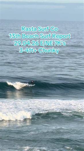Rasta Surf Co 13th Beach Surf Report 29.04.26 High Tide 9.48am 1.37m Low Tide 3.15pm 0.52m…An uber light cross shore offshore east north easterly at 7K’s and a solid 3 to 4ft , Fairly clean early on the open beaches tending cross onshore east south easterly by late morning…Thursday will be offshore north to north easterly at 16K’s and 2 to 3ft. Clean waves on the open beaches all dayz…Friyay will be offshore north to north easterly at 18K’s and 2 to 3ft, clean waves all dayz on the open beaches…