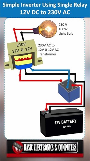 Simple Inverter Using Single Relay 12V DC to 230V AC! #diyinverter #relayinverter #12vto230vinverter