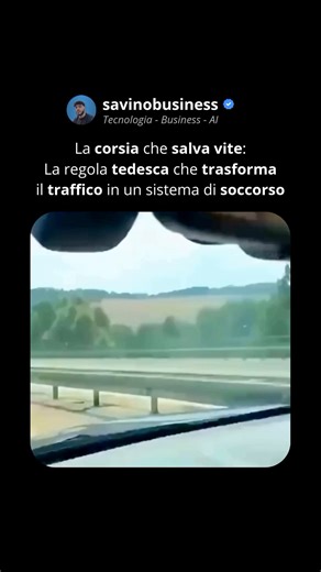 Intelligenza Artificiale AI 🤖 on Instagram: "In Germania esiste una regola del traffico chiamata Rettungsgasse, la “corsia di soccorso”, pensata per una sola cosa: far arrivare gli aiuti il più velocemente possibile. Quando il traffico rallenta o si blocca su strade a più corsie, gli automobilisti devono creare automaticamente uno spazio centrale libero per ambulanze, vigili del fuoco e polizia. Il meccanismo è semplice e preciso: le auto nella corsia più a sinistra si spostano verso sinistra, 