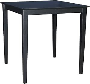 Solid Wood Counter Height Dining Table, 36 Inch High, Black