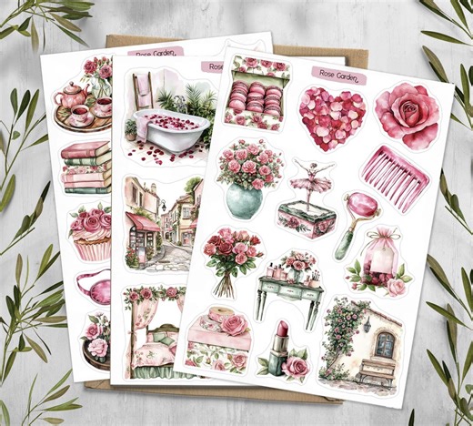 Red Rose Stickers: Floral Planner Stickers, Scrapbooking - Etsy