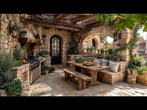 Cozy Rustic Outdoor Kitchens for Mediterranean Vibes