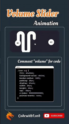 Volume Slider Animation UI | Interactive Audio Control Design with HTML CSS JavaScript