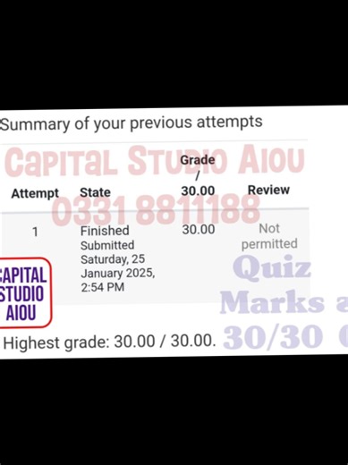 📘 AIOU Quiz Services – Fast & Reliable! 🎯 Get professional help for all AIOU programs: ✅ BS / B.Ed / BBA ✅ MA / MSc / M.Ed ✅ All Programs 🔍 Services: ✔ 100% Accurate Quiz Attempt ✔ High Marks Guarantee ✔ On-Time Submission ✔ Fully Confidential 📞 WhatsApp: 0331-8811188 🎓 Capital Studio AIOU 🔗 WhatsApp Channel: https://whatsapp.com/channel/0029VaCflnjFi8xVKye9R01l 📌 Share with everyone!