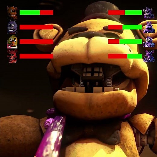 FNAF Toxic animatronics destroy Freddy Fight with Healthbars