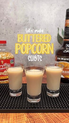 Buttered Popcorn Shots 🧈🍿 Ingredients - Butterscotch Schnapps (Buttershots) - Amaretto - Frangelico - Irish Cream #cocktailrecipes #cocktails #cocktail #drinkrecipes #drinks #mixology #cocktailtime #drink #drinktok #cocktails30sec #shots #shotrecipes