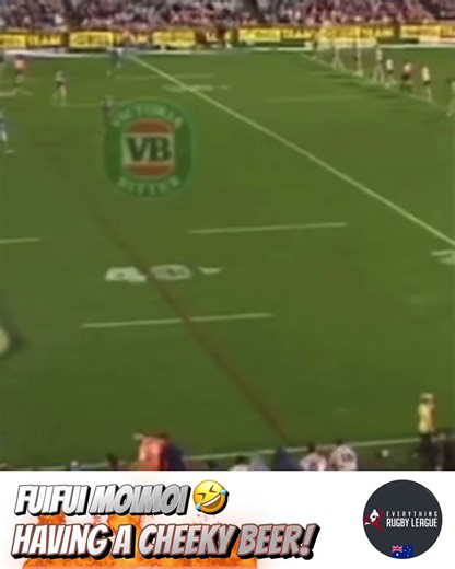 When Fuifui Moimoi had a cheeky beer at half-time 🤣