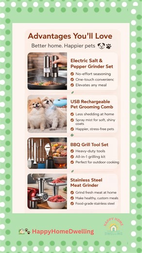Top Home Essentials for 2025 | Must-Have Kitchen, Pet & Home Finds If your home feels harder to manage than it should… this is why. Messy kitchens, pet hair everywhere, boring meals, and store-bought food you don’t trust — it all adds up to stress. ✨ The solution? Smart home essentials that actually make life easier. From one-touch seasoning that upgrades every meal, to a USB rechargeable pet grooming comb that keeps your furry friends calm and your home clean — these are the small upgrades maki