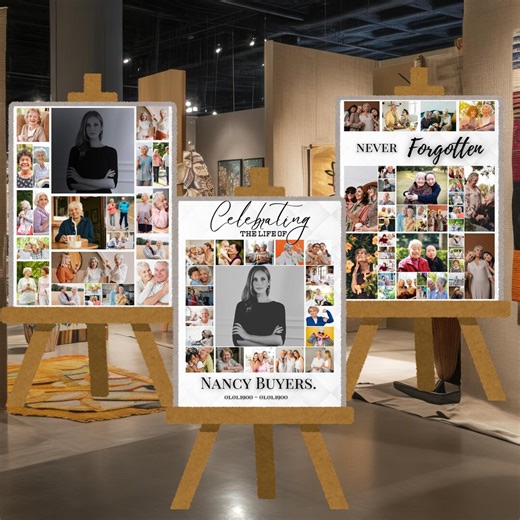 Funeral Welcome Sign Photo Collage, Funeral Collage Sign, Celebration of Life, in Loving Memory, Funeral Memorial, Custom Welcome Sign - Etsy